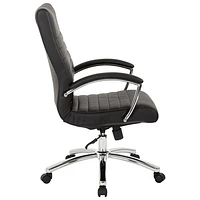 Work Smart FL Mid-Back Faux Leather Executive Chair - Black