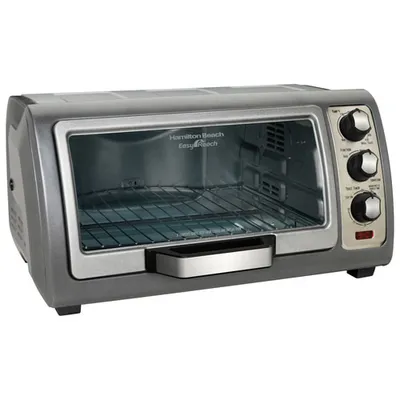 Hamilton Beach Easy Reach 6-Slice Convection Toaster/Pizza Oven - 0.26 Cu. Ft./7.4L - Grey