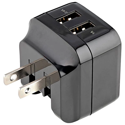 StarTech Travel USB Dual Port Wall Charger (USB2PACBK)