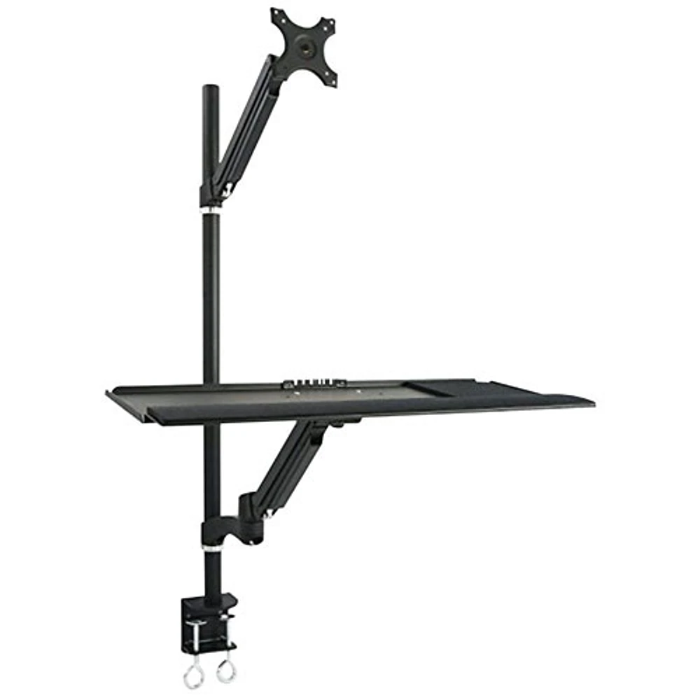 TygerClaw 13"-27" Full Motion Monitor Mount with Keyboard Tray - Black