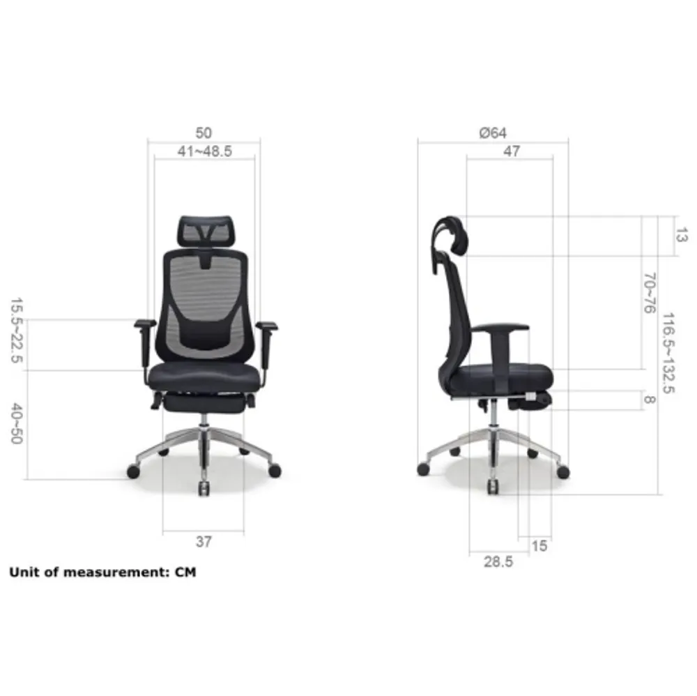 Moustache® Ergonomic High-Back Mesh Office Chair with Adjustable Height -  Black