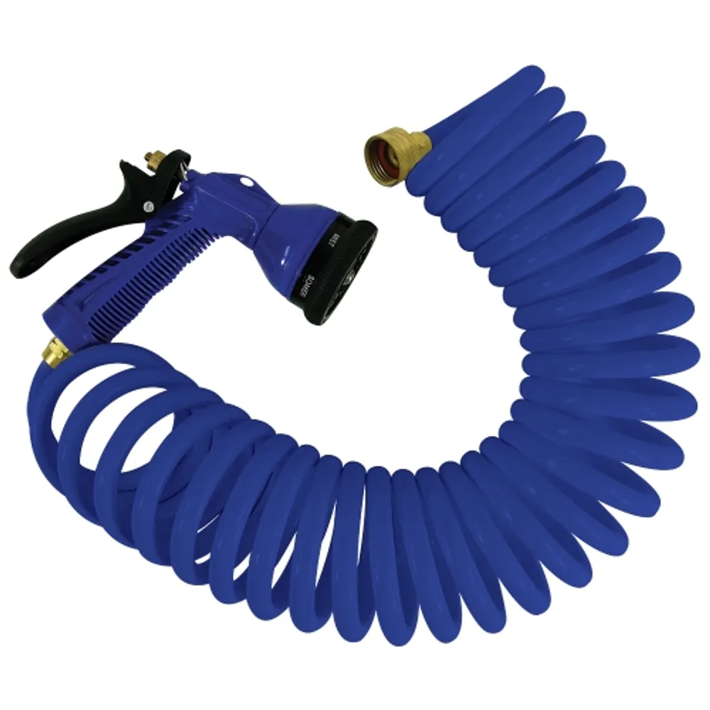 Whitecap 50' Blue Coiled Hose w-Adjustable Nozzle