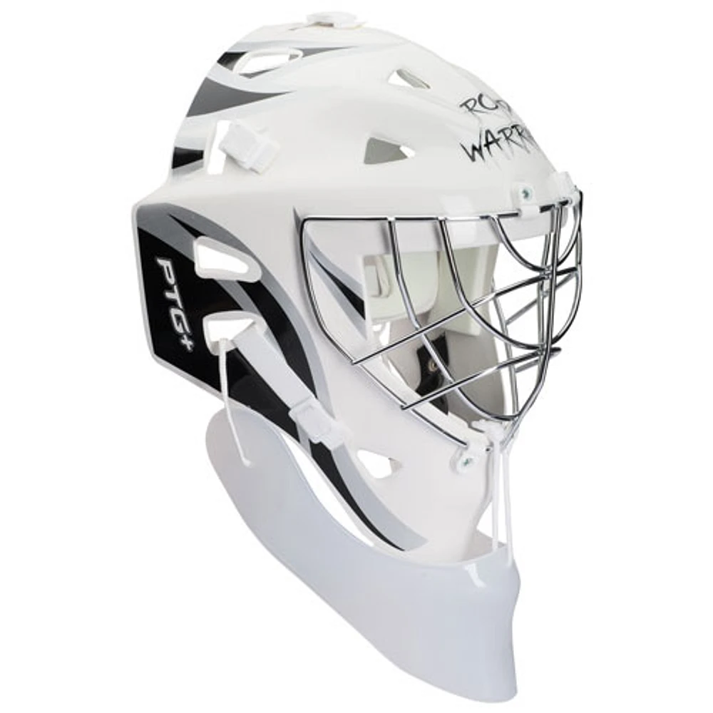 Masque de gardien de but PTG avec protecteur de gorge de Road Warrior pour hockey de rue