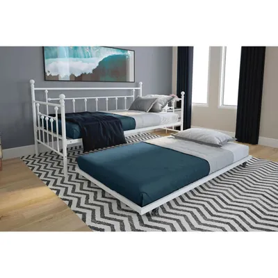 Manila Contemporary Daybed with Trundle - Twin - White