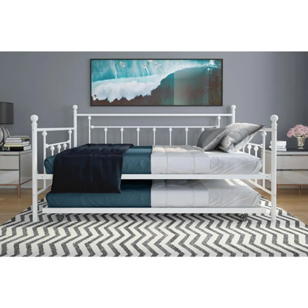 Manila Contemporary Daybed with Trundle - Twin - White