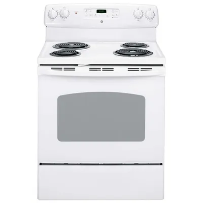 GE 30" 5.0 Cu. Ft. Self-Clean Freestanding Coil Top Electric Range (JCBP240DMWW) - White