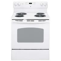 GE 30" 5.0 Cu. Ft. Self-Clean Freestanding Coil Top Electric Range (JCBP240DMWW) - White