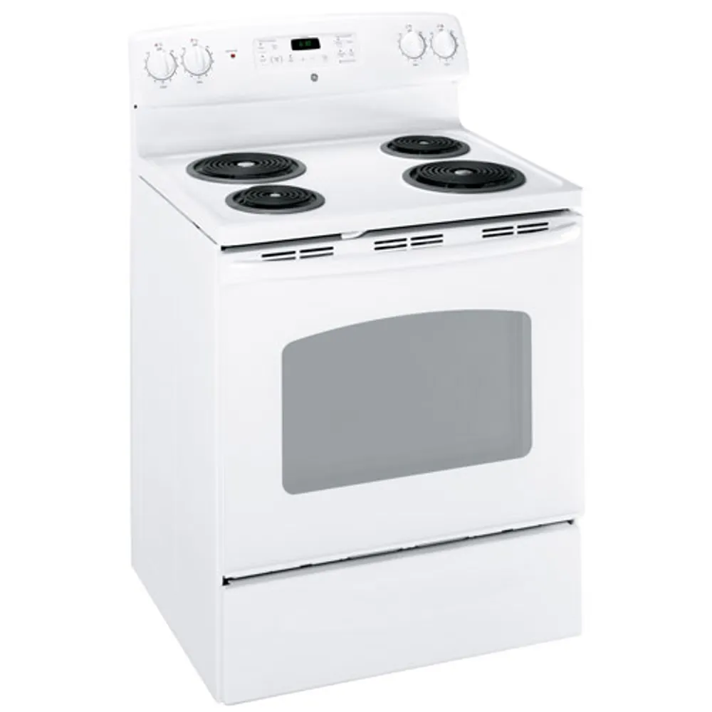 GE 30" 5.0 Cu. Ft. Self-Clean Freestanding Coil Top Electric Range (JCBP240DMWW) - White