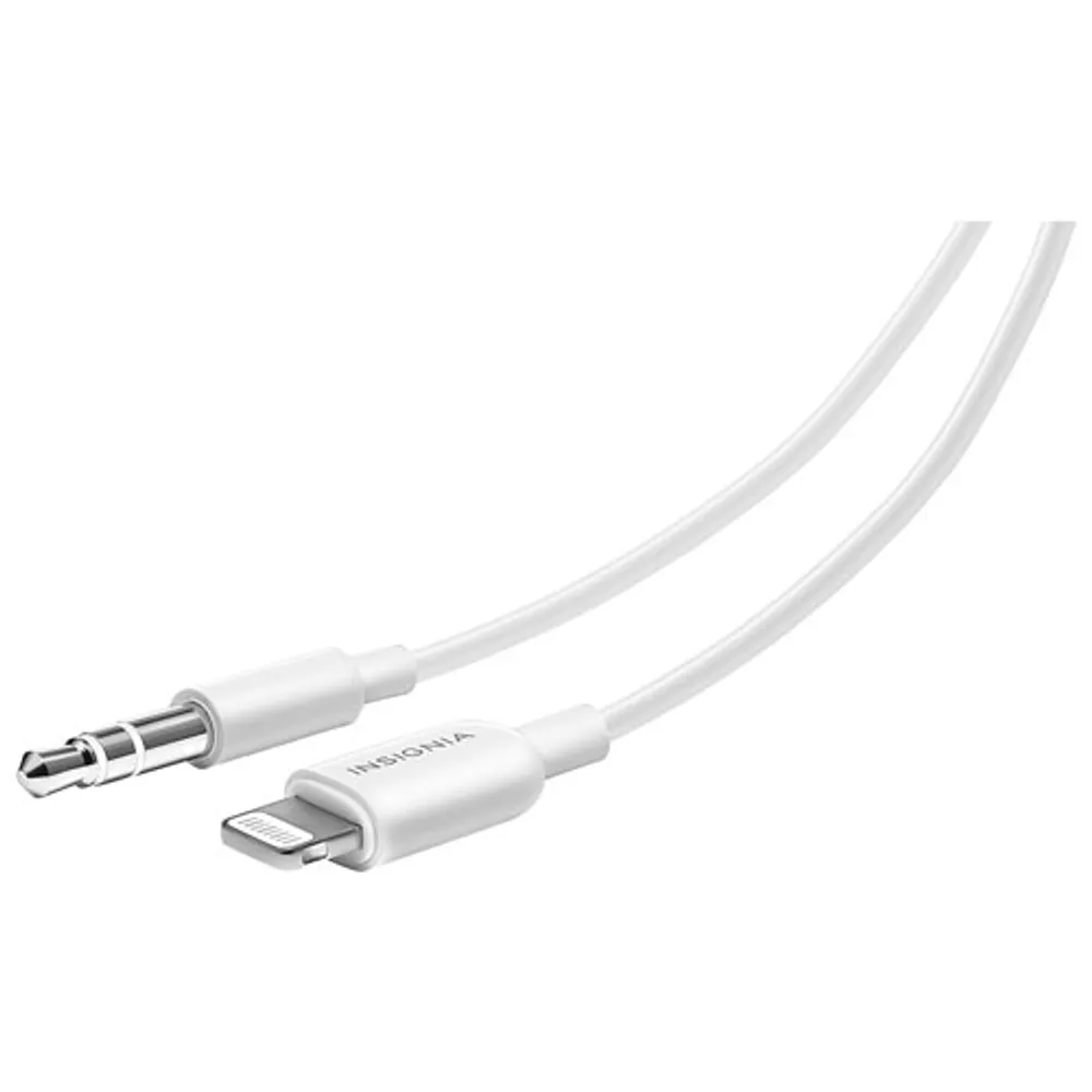 Insignia 0.9m (3 ft.) Lightning/3.5mm Stereo Cable - White - Only at Best Buy