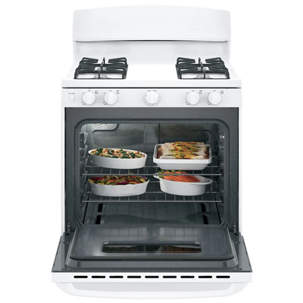 GE Profile 30" 4.8 Cu. Ft. Free-Standing Gas Range with Broiler Drawer (JCGBS10DEMWW) - White