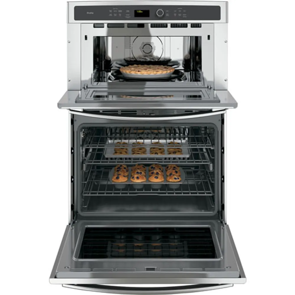 GE Profile 30" Self-Clean True Convection Electric Combination Wall Oven (PT7800SHSS) - Stainless