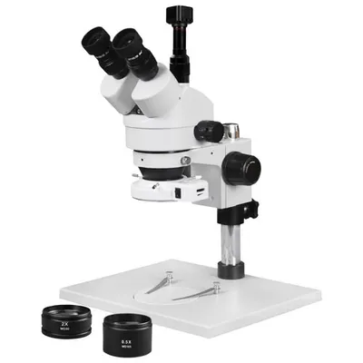 Microscope trinoculaire stéréo 3,5x-90x avec caméra intégrée de Walter Products (WP1AFZIFR07DNS50WH)