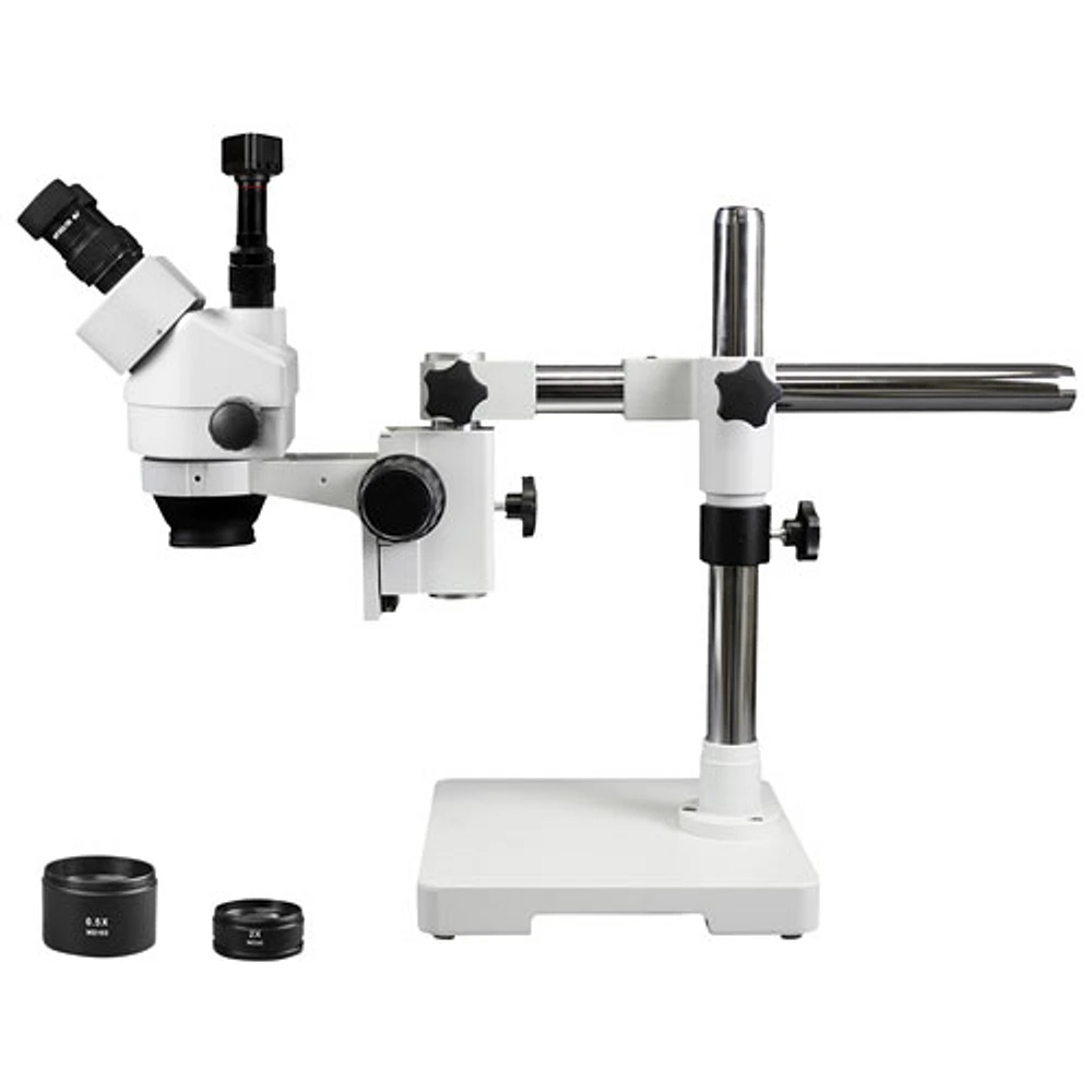 Microscope trinoculaire stéréo 3,5x-90x avec caméra intégrée de Walter Products (WP3FZIFR07DNS5.0WH)