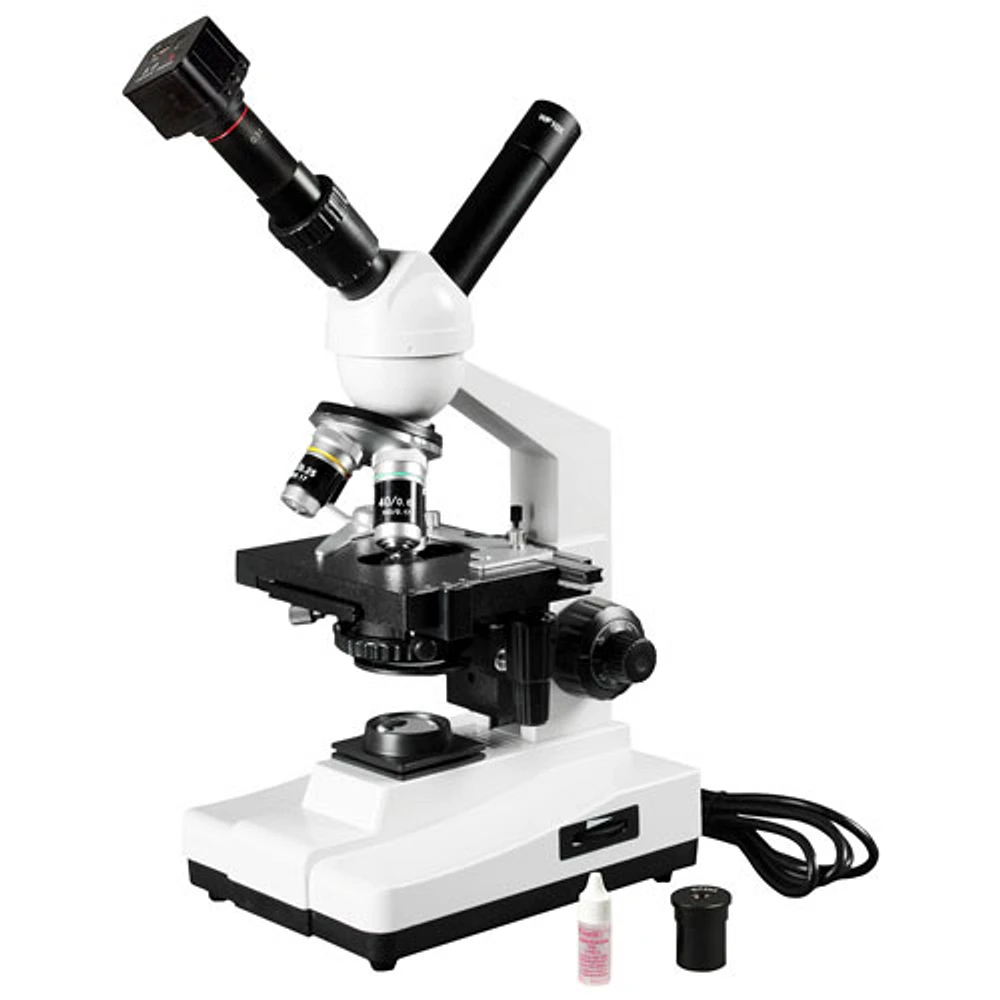 Walter Products 40x - 1000x Dual View Compound Microscope with Built-in Camera (3000FT100LEDDNS5)