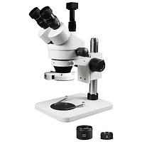 Microscope trinoculaire stéréo 3,5x-90x avec caméra intégrée de Walter Products (WP1FZIFR07DNS5.0WH)