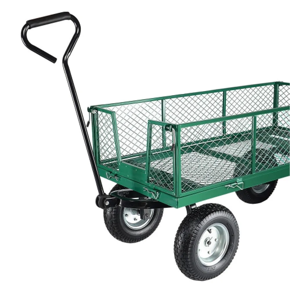 LIVINGbasics Heavy-Duty Steel Utility Cart , Beach Wagon with Removable  Sides and 13-Inch Tires 440-Pound Capacity