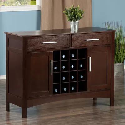 Gordon Transitional 16-Bottle Buffet Cabinet - Cappuccino