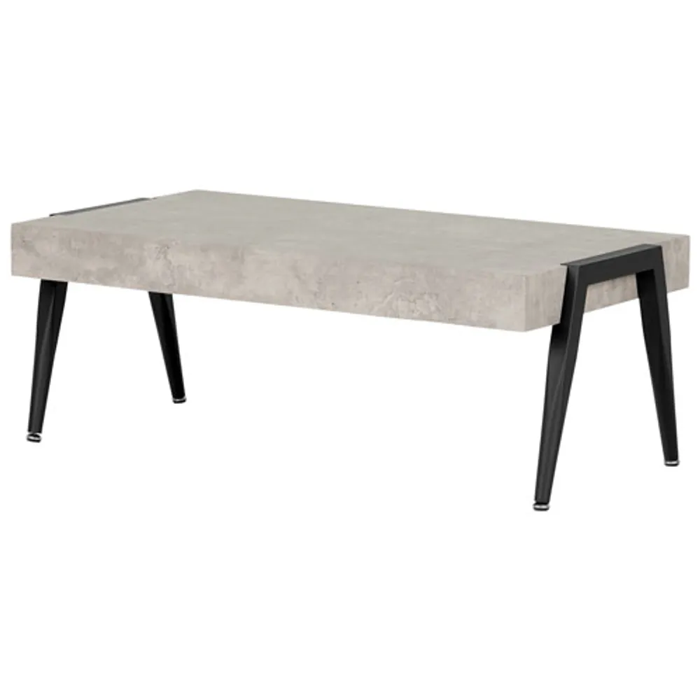 City Life Modern Rectangular Coffee Table - Concrete Grey/Black