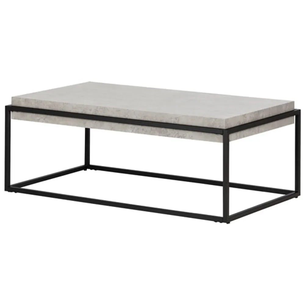 Mezzy Rustic Country Rectangular Coffee Table - Concrete Grey/Black