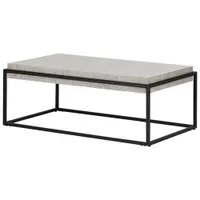 Mezzy Rustic Country Rectangular Coffee Table - Concrete Grey/Black