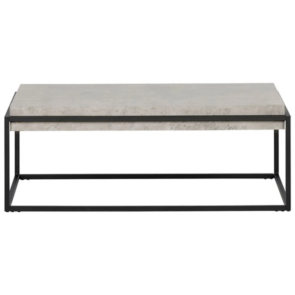 Mezzy Rustic Country Rectangular Coffee Table - Concrete Grey/Black