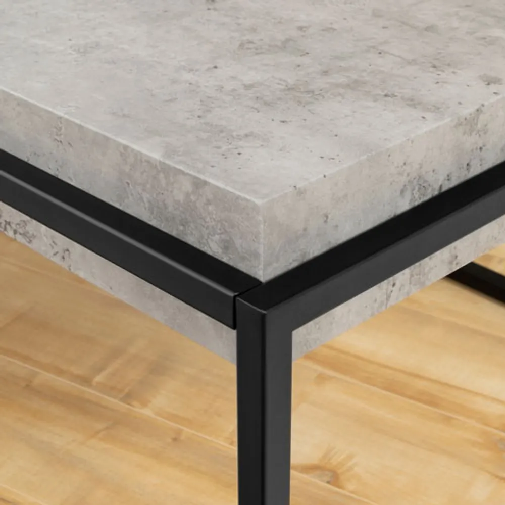 Mezzy Rustic Country Rectangular Coffee Table - Concrete Grey/Black