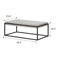 Mezzy Rustic Country Rectangular Coffee Table - Concrete Grey/Black