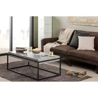 Mezzy Rustic Country Rectangular Coffee Table - Concrete Grey/Black