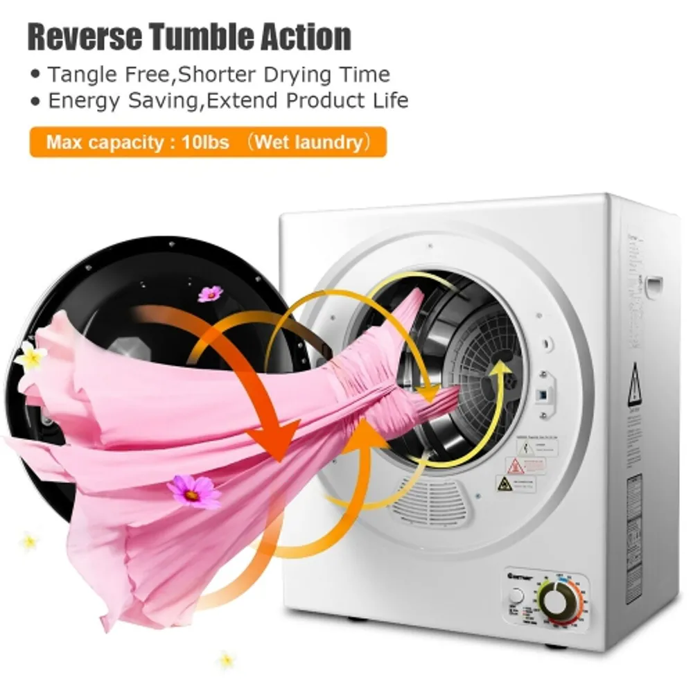13.2 lbs Portable Dryer for Apartments, 1700W Front Load Tumble Dryer,  Compact Clothes Dryer Machine