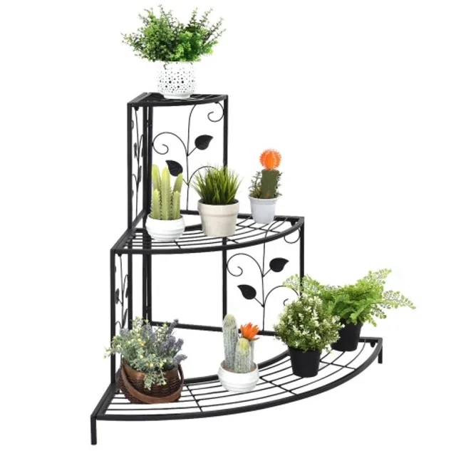 Costway 3-tier Metal Plant Stand Shelf Flower Pot Holder Display Rack Shoe  Organizer