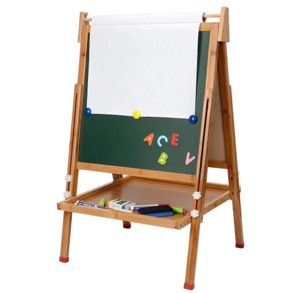 TOOKYLAND Wooden Easel For Kids - Adjustable Height Stand With