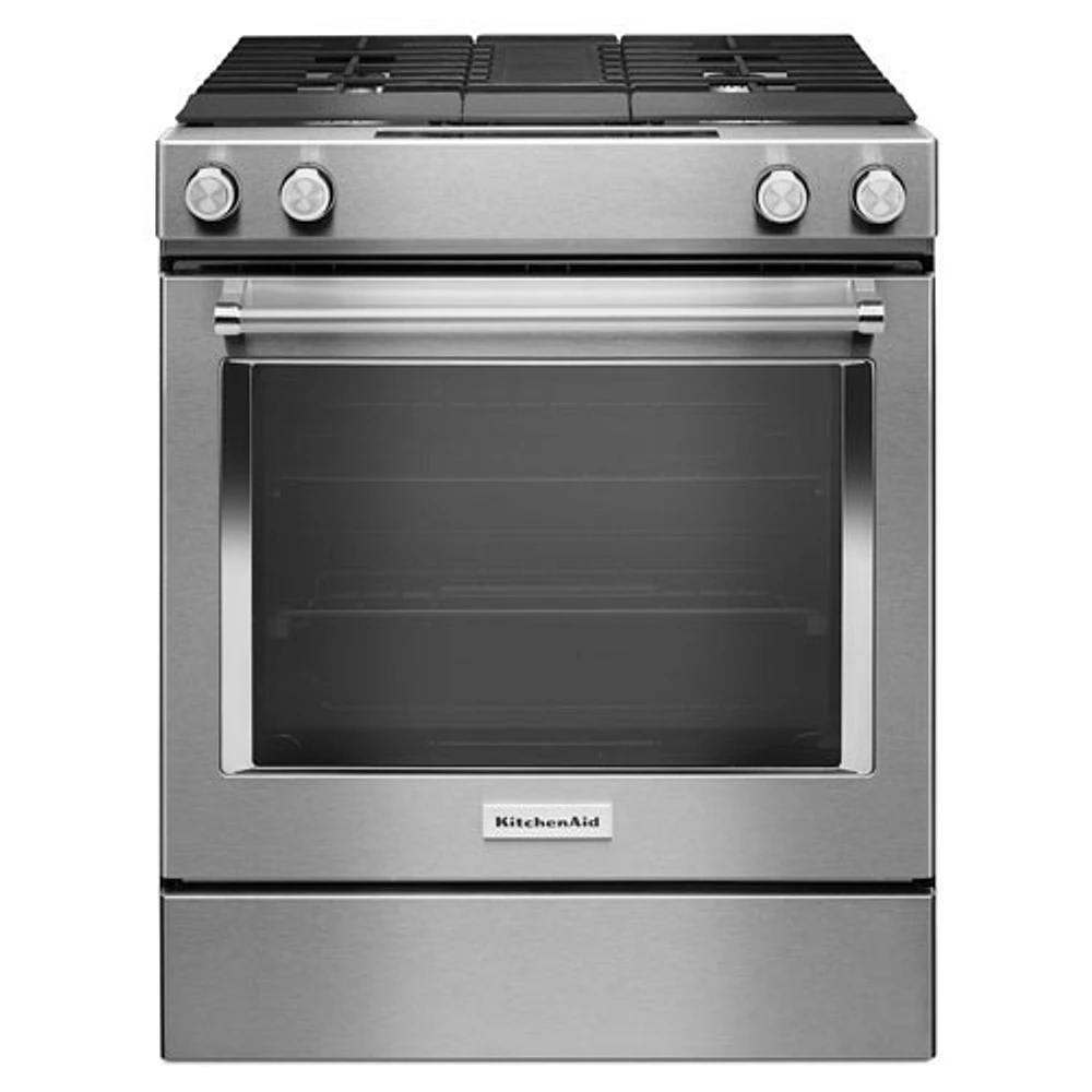 KitchenAid 30" True Convection Slide-In Dual Fuel Range - Stainless Steel - Open Box - Scratch & Dent