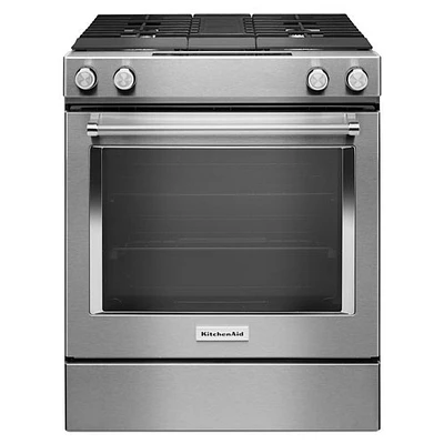 KitchenAid 30" True Convection Slide-In Dual Fuel Range - Stainless Steel - Open Box - Scratch & Dent