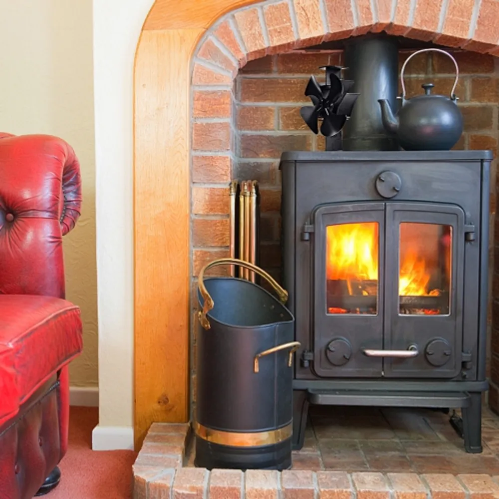 Costway 4 Blades Fireplace Stove Fan Fuel Saving Heat Powered Wood Burner  Eco USB | Scarborough Town Centre