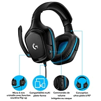 Casque de jeu avec microphone G432 de Logitech - Noir