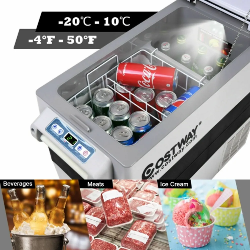 Costway 13 Quart Portable Electric Car Cooler Refrigerator Compressor Freezer Camping