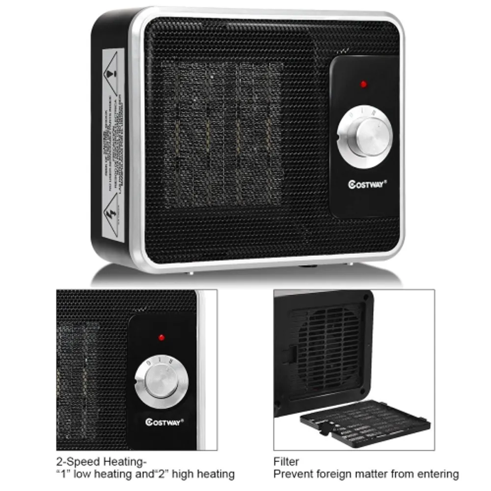 Costway 1500w Portable Space Heater Electric Desktop Heating Fan