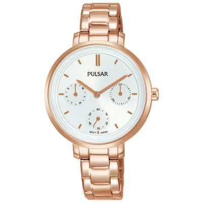 Montre tendance de 33 mm pour femmes de Pulsar - Rose doré/blanc