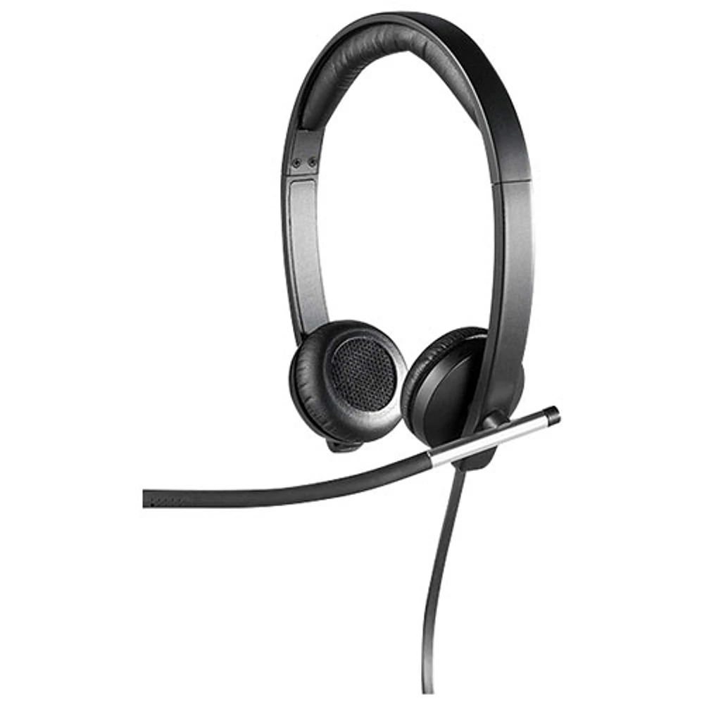 Casque d'écoute binaural à suppression du bruit H650E de Logitech avec microphone- Noir