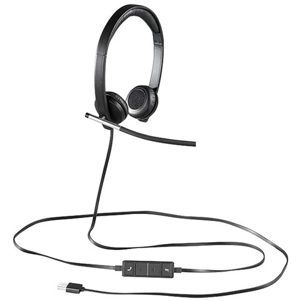 Casque d'écoute binaural à suppression du bruit H650E de Logitech avec microphone- Noir