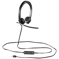 Casque d'écoute binaural à suppression du bruit H650E de Logitech avec microphone- Noir