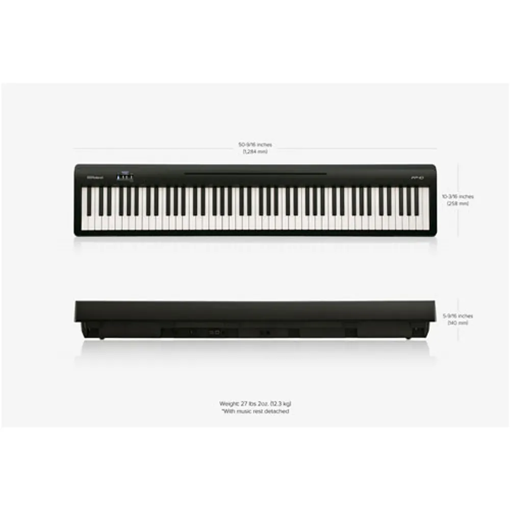 Piano numérique à 88 touches lestées à marteaux FP-10 de Roland - Noir