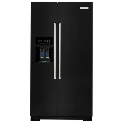 Kitchenaid 36" Counter-Depth Side-By-Side Refrigerator w/ Ice Dispenser (KRSC703HBS) - Black Stainless