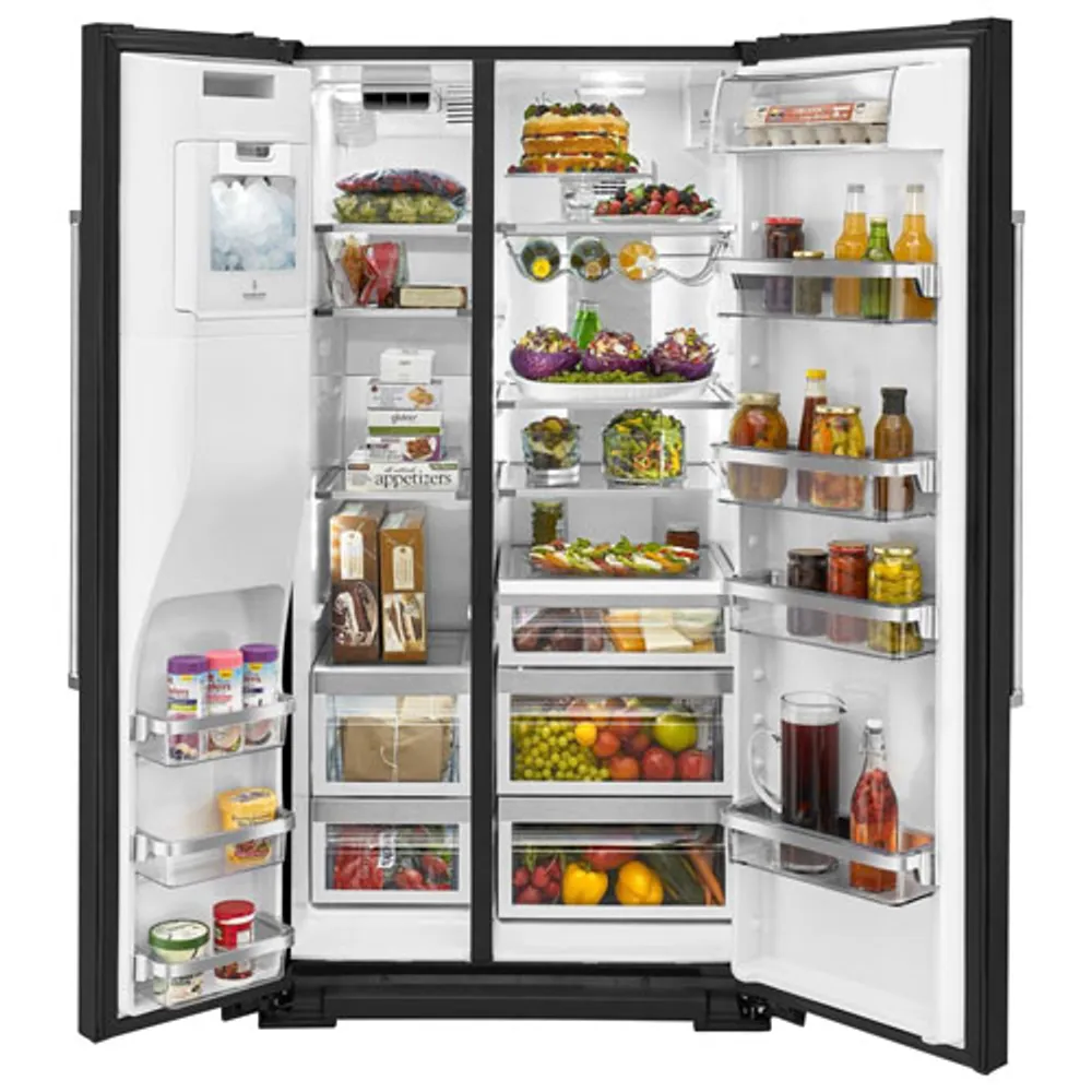 Kitchenaid 36" Counter-Depth Side-By-Side Refrigerator w/ Ice Dispenser (KRSC703HBS) - Black Stainless