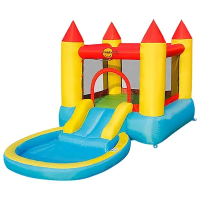 Happy Hop Inflatable Bouncy Castle with Pool & Slide - Multi-colour