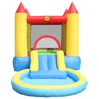 Happy Hop Inflatable Bouncy Castle with Pool & Slide - Multi-colour