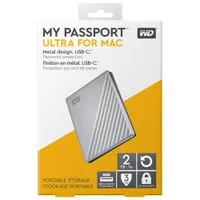 WD My Passport Ultra 2TB USB-C Portable External Hard Drive for Mac (WDBKYJ0020BSL-WESN) - Silver