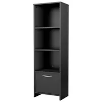 Step One 56" 4-Shelf Bookcase with Door - Black