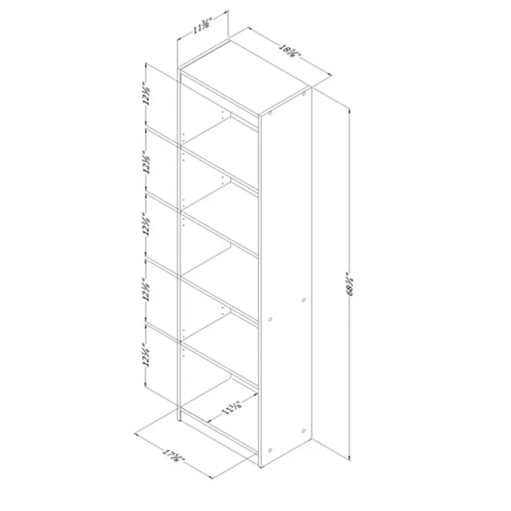 Axess 69" 5-Shelf Bookcase - White