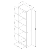 Axess 69" 5-Shelf Bookcase - White